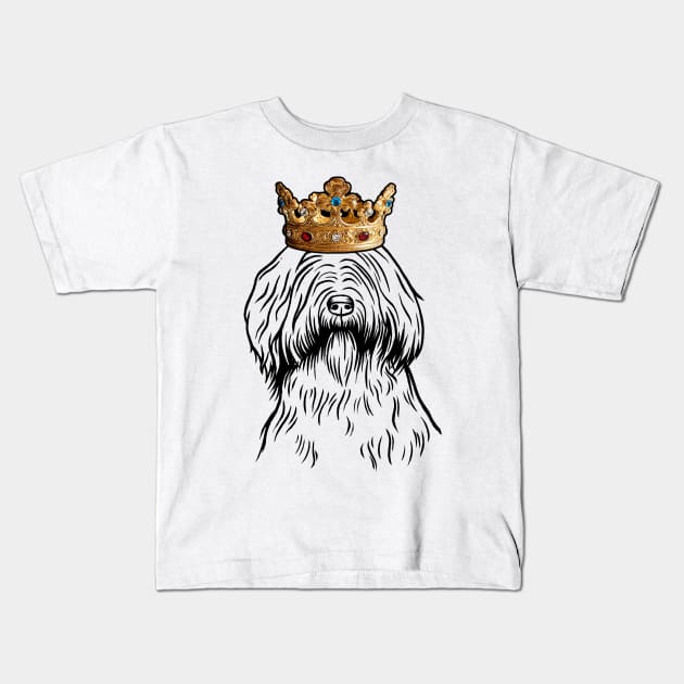 Briard Dog King Queen Wearing Crown Kids T-Shirt by millersye